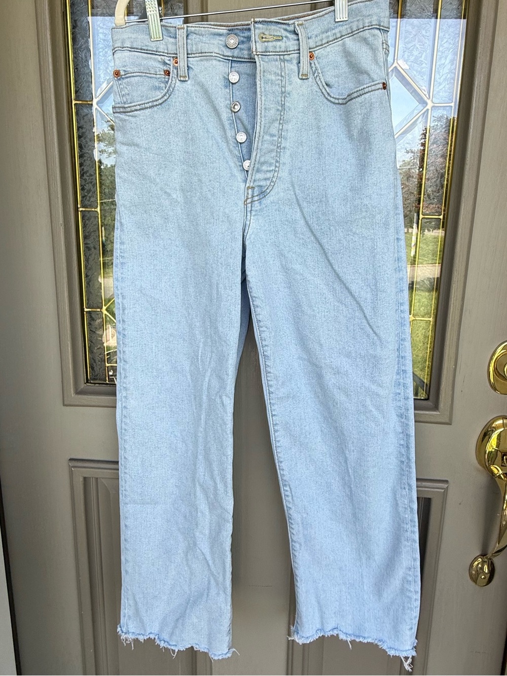 Levi's Light Blue Straight Leg Jeans with Button Fly